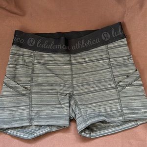 Lululemon shorts. Gray striped pattern. Size 8